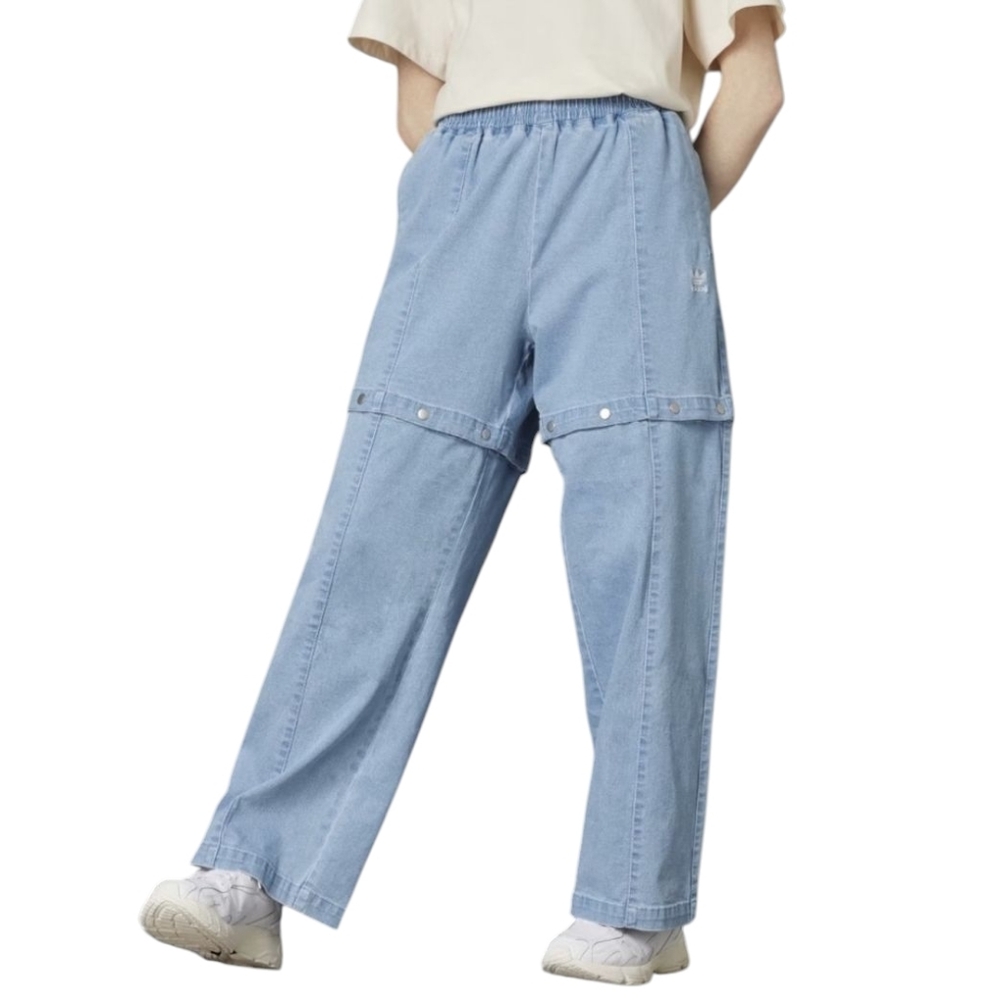 Adidas Always Original Denim Track Pants Jeans Wide Leg Light Blue Wash Small - Picture 4 of 17